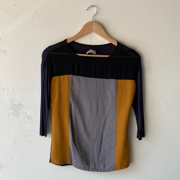 Zara Basic Evening Colorblock Blouse - Picture 1 of 4